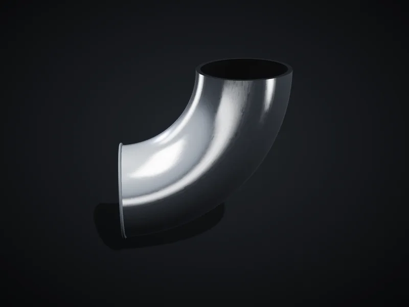 Stainless steel 90 degree long radius butt-weld elbow